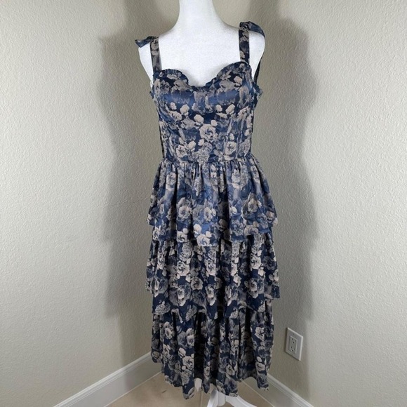 Lulus Dresses & Skirts - Lulus Babydoll Midi‎ Dress Womens Medium Blue Lovely Bliss Y2K Whimsical Fairy
